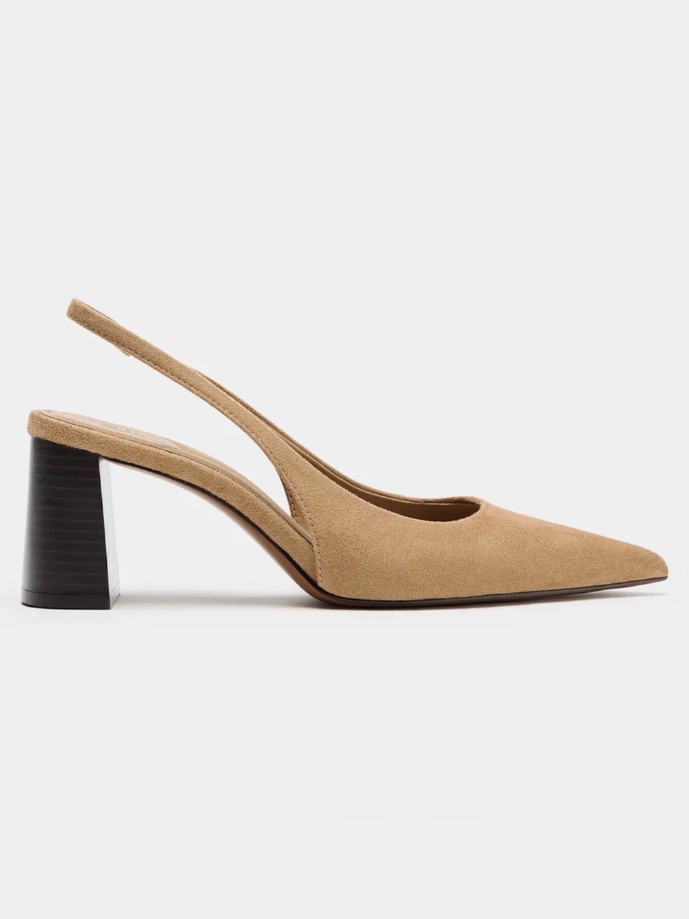Zara Tan  Pointed Slingback Block Heel